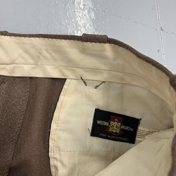 Vintage 60s Western Wear Brown Bell Bottom Trousers 38x30 - Picture 4 of 4